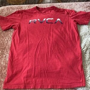 RVCA Red Short Sleeve Tee Classic Crew Neck